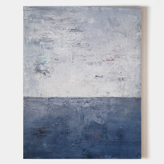 Serene Blue Ocean Abstract Oil Painting for Tranquil Home Décor