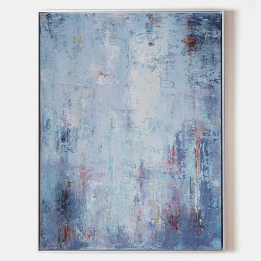 Serene Blue and White Abstract Oil Painting for Modern Home Decor