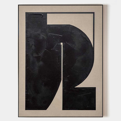 Contemporary Black Abstract Oil Painting for Modern Home Decor