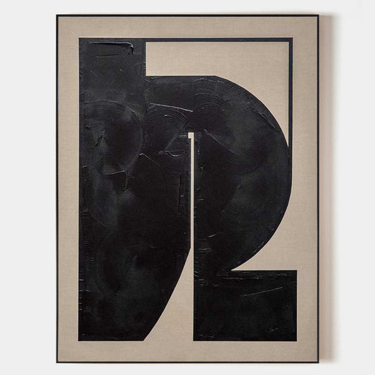 Contemporary Black Abstract Oil Painting for Modern Home Decor