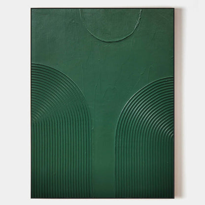 Elegant Green Minimalist Abstract Oil Painting for Modern Home Decor