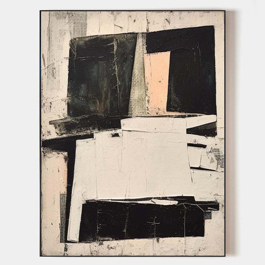 Contemporary Black and White Abstract Oil Painting for Modern Home Decor
