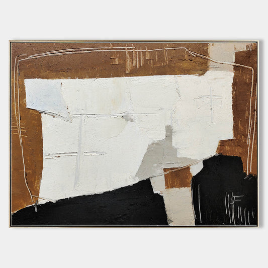 Contemporary Black and Brown Abstract Oil Painting for Modern Home Decor
