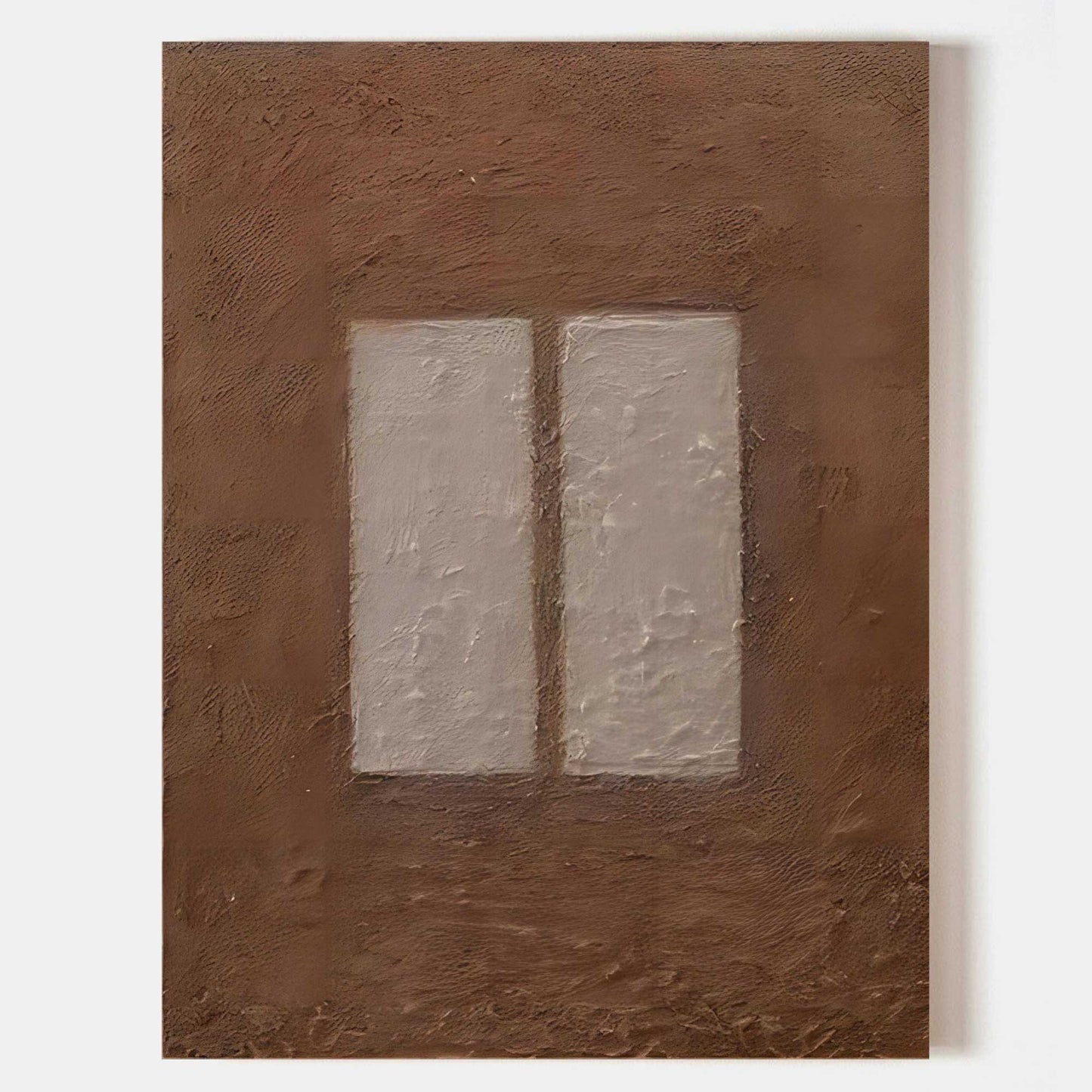 Abstract Oil Painting of Window Reflection in Earthy Tones for Modern Home Decor