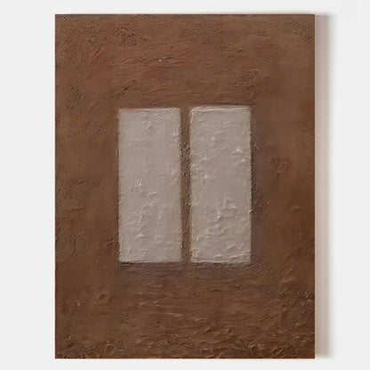 Abstract Oil Painting of Window Reflection in Earthy Tones for Modern Home Decor