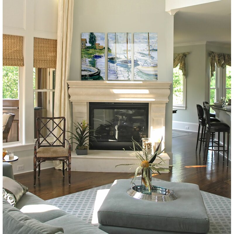 Serene Sailboats on Tranquil Waters Triptych Oil Painting Decor