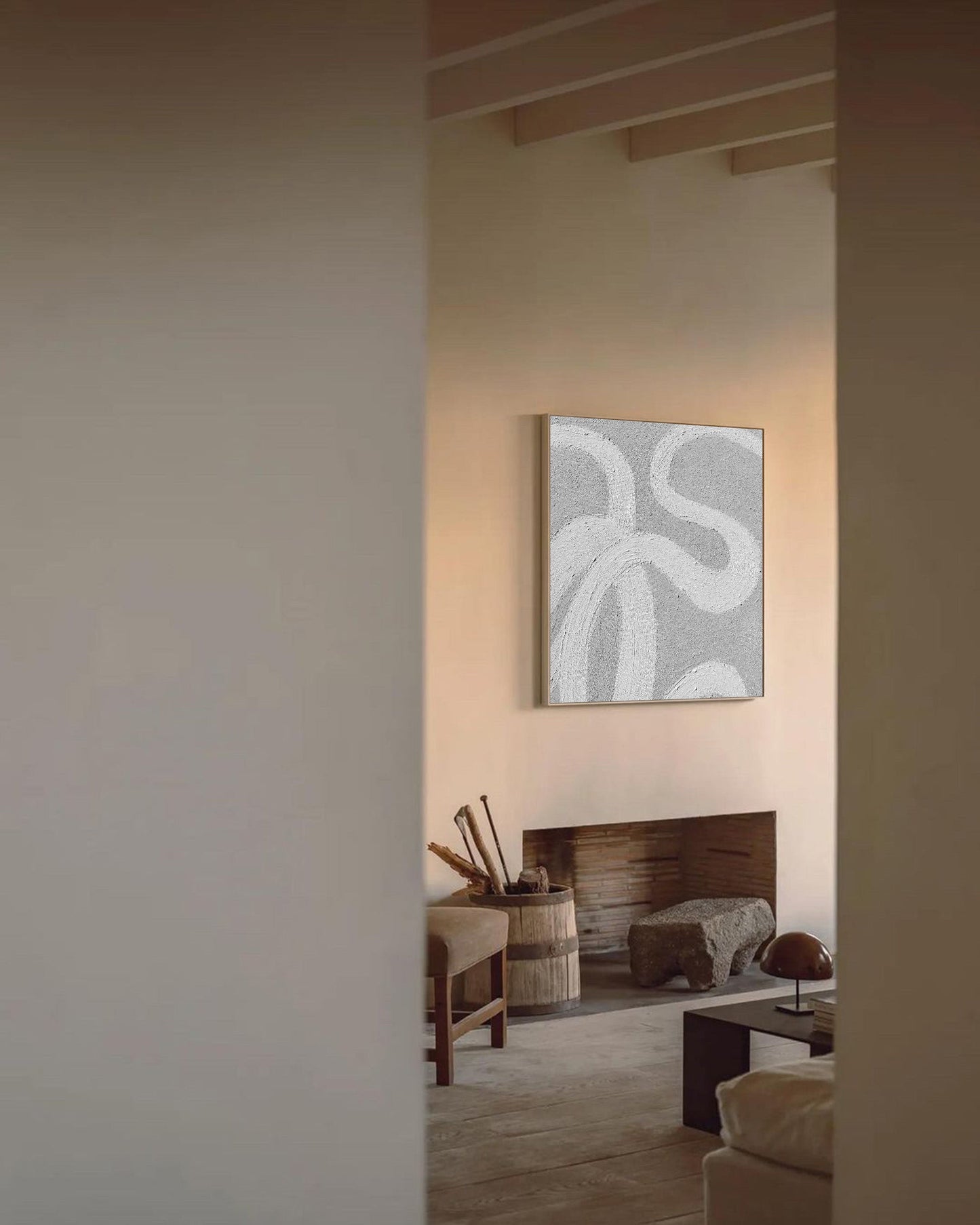 Elegant Minimalist Line Art Oil Painting for Modern Home Decor
