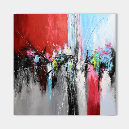 Vibrant Large Abstract Oil Painting in Bold Colors for Contemporary Decor