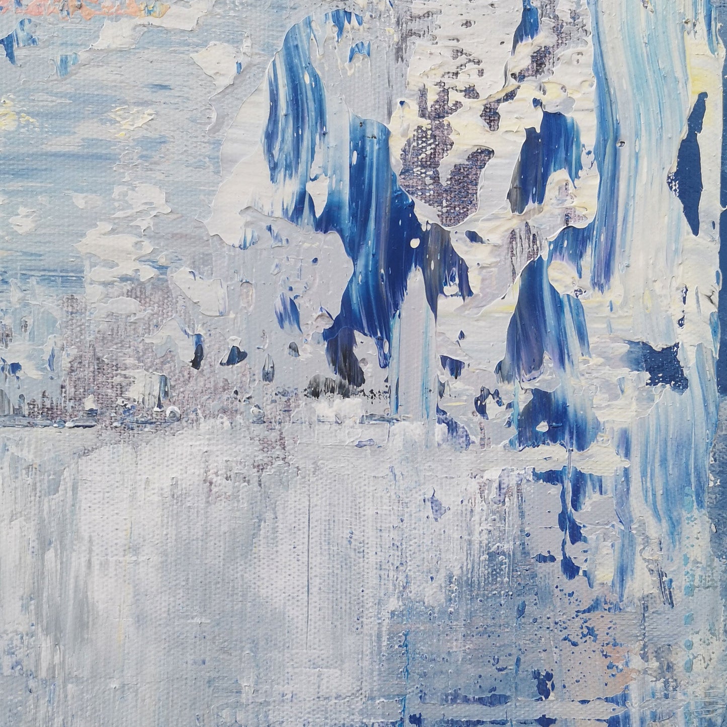 Stunning Blue and White Abstract Oil Painting for Modern Home Decor