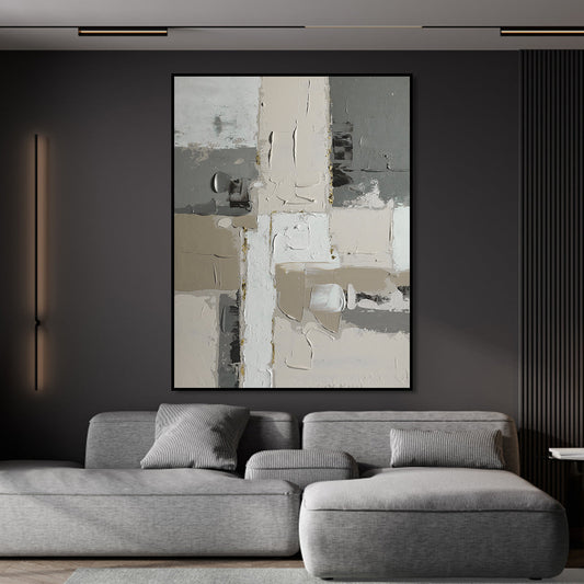 Contemporary Multi-Shape Abstract Oil Painting for Modern Home Decor