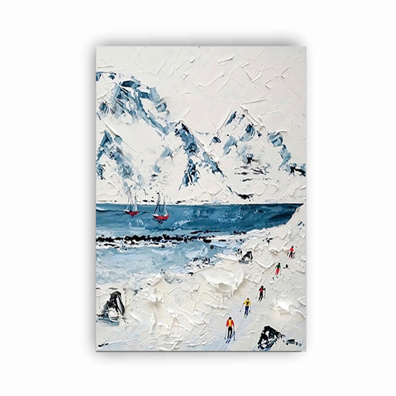 Serene Winter Landscape in Fjords with Snowy Mountains and Sailing Boats