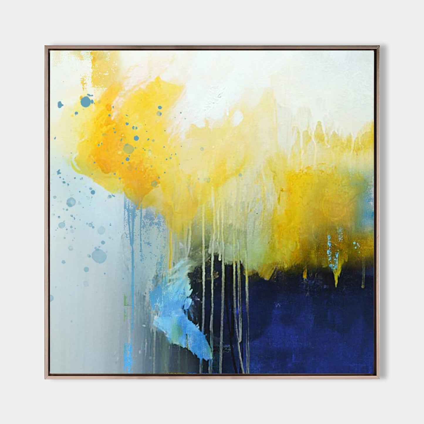 Vibrant Yellow Abstract Oil Painting for Modern Home Decor