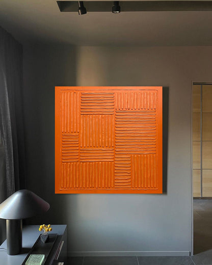 Vibrant Abstract Textured Orange Oil Painting for Modern Home Decor