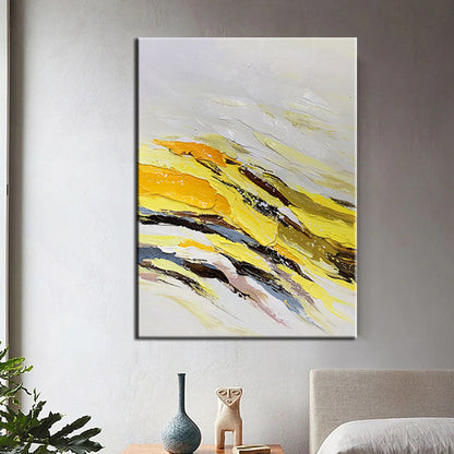 Abstract Yellow and Black Tiger-Inspired Oil Painting for Modern Art Lovers
