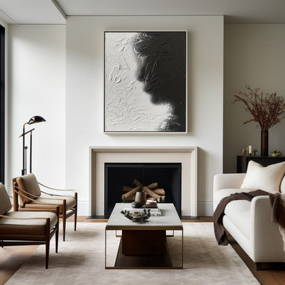 Contemporary Black and White Abstract Oil Painting for Modern Decor