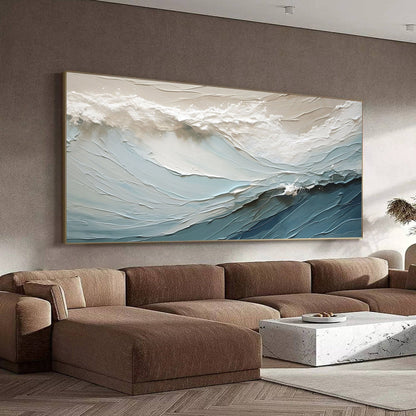 Serene Ocean Waves Oil Painting for Tranquil Home Decor and Relaxing Spaces