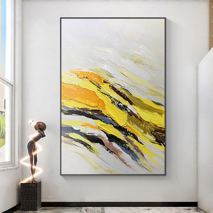 Abstract Yellow and Black Tiger-Inspired Oil Painting for Modern Art Lovers