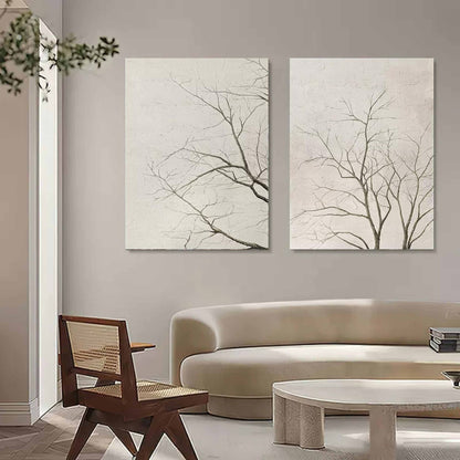 Serene Abstract Tree Canvas Duo for Modern Home D√©cor