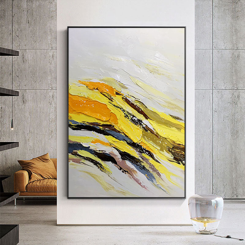 Abstract Yellow and Black Tiger-Inspired Oil Painting for Modern Art Lovers