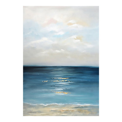 Tranquil Ocean Waves: Serene Coastal Oil Painting for Beach-Inspired Decor
