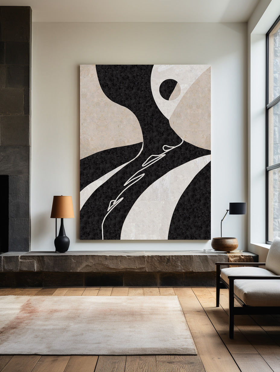 Abstract Minimalist Oil Painting for Modern Home Décor