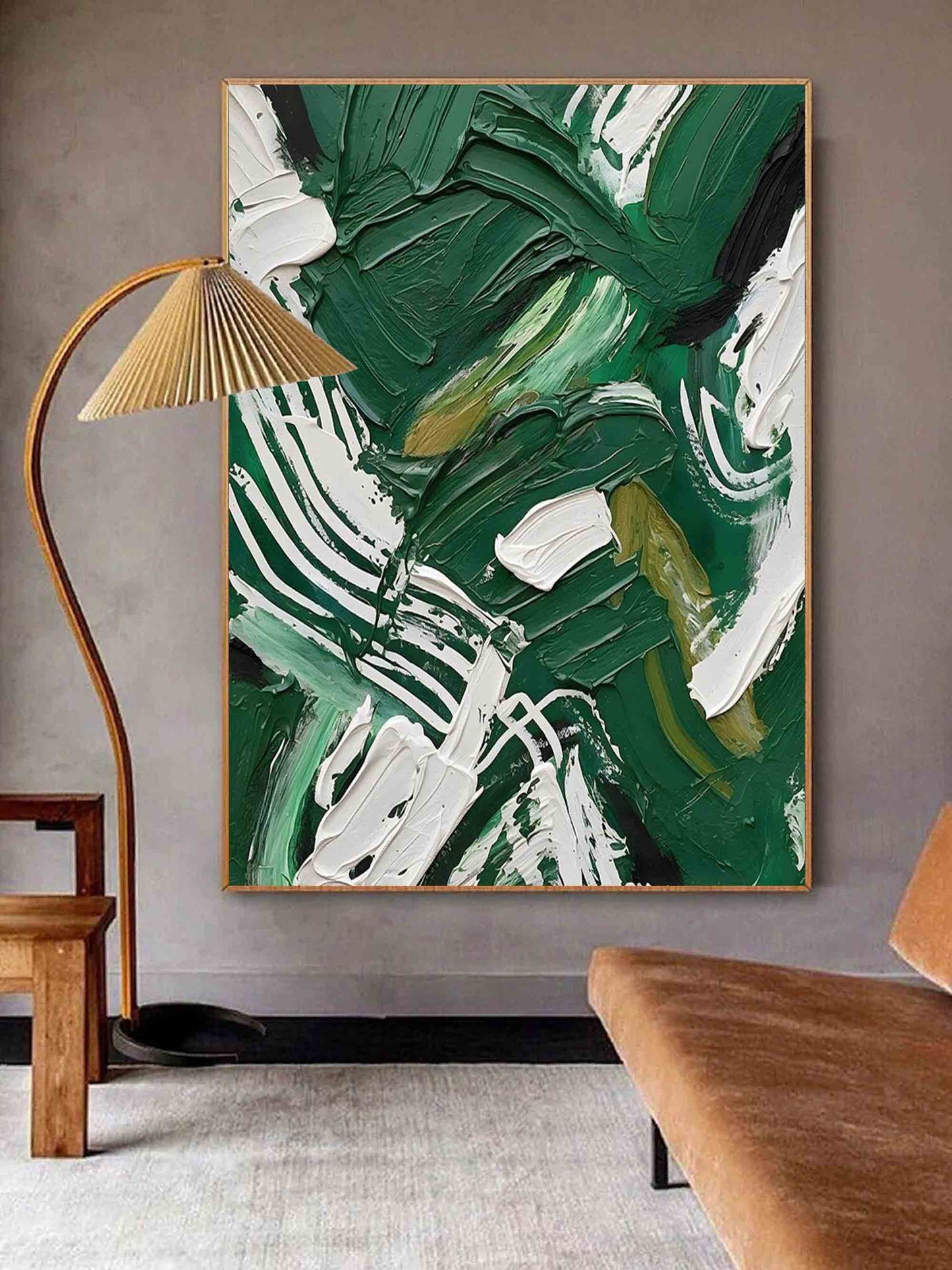 Vibrant Abstract Green Oil Painting for Modern Home Decor and Art Lovers