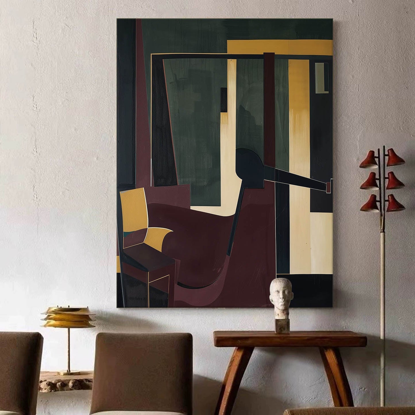 Modern Vintage Abstract Oil Painting for Contemporary Home Decor