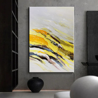 Abstract Yellow and Black Tiger-Inspired Oil Painting for Modern Art Lovers