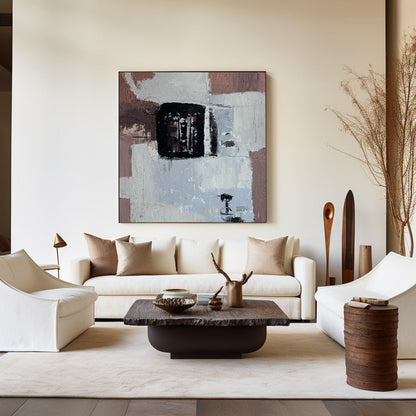 Contemporary Abstract Oil Painting with Neutral Tones for Modern Decor