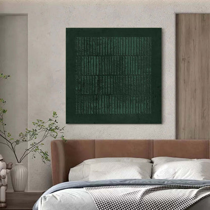 Wabi-Sabi Abstract Green Oil Painting for Contemporary Home Decor