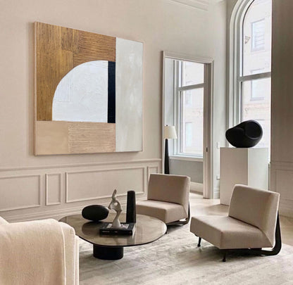 Contemporary Minimalist Geometric Oil Painting for Modern Home Decor