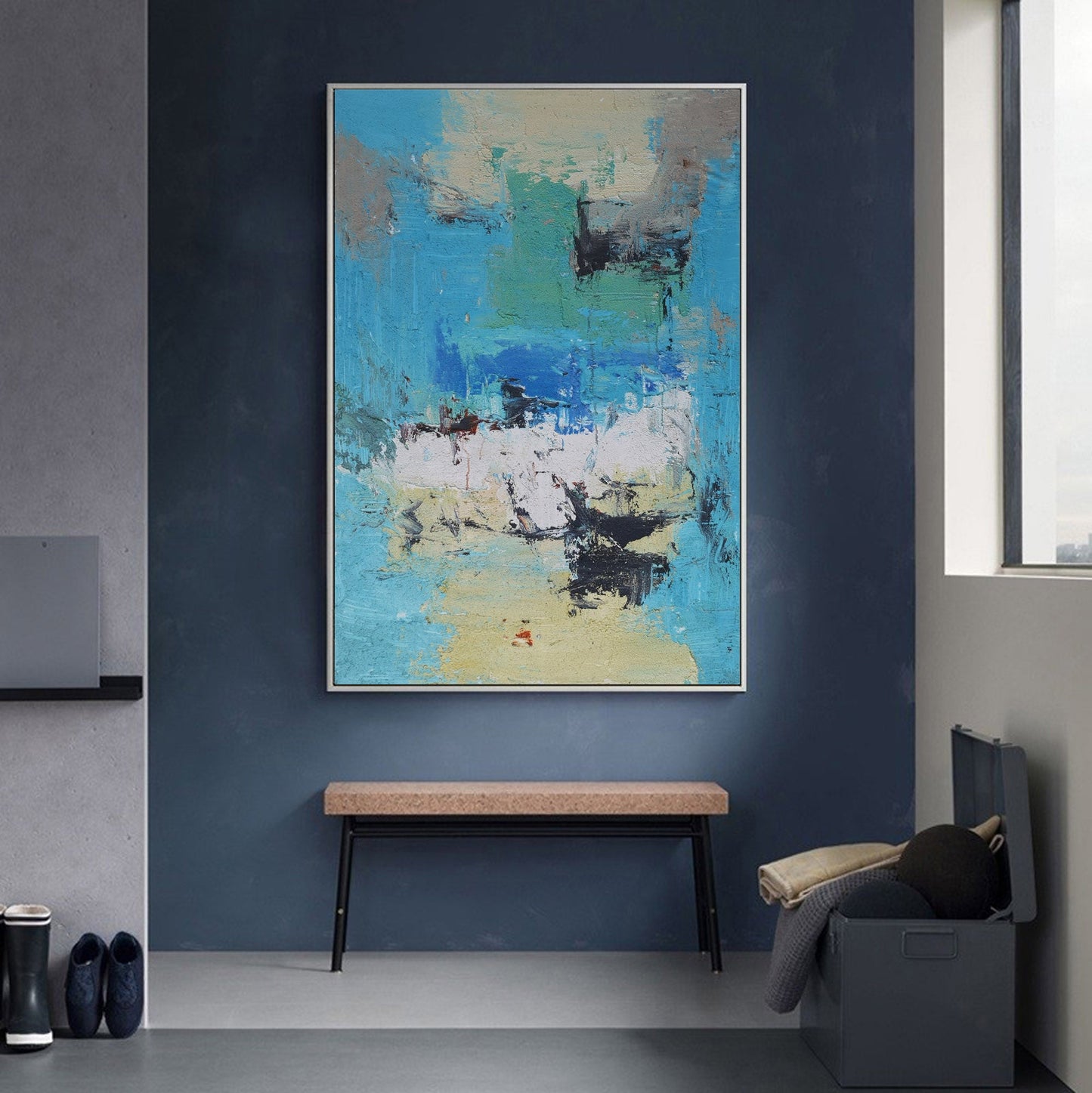 Vibrant Modern Abstract Oil Painting Perfect for Contemporary Home Decor