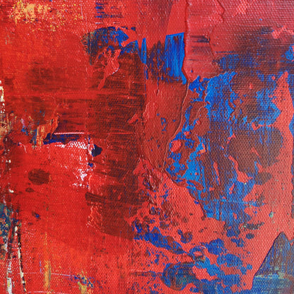 Vibrant Abstract Oil Painting in Red, Blue, and Green for Modern Home Decor