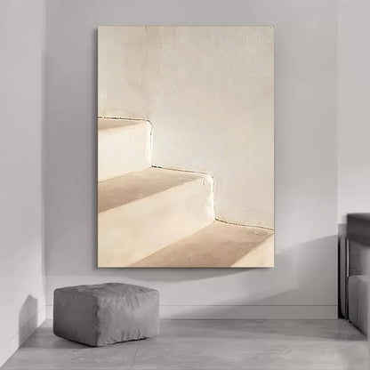 Minimalist Oil Painting of Serene Steps for Elegant Home Decor
