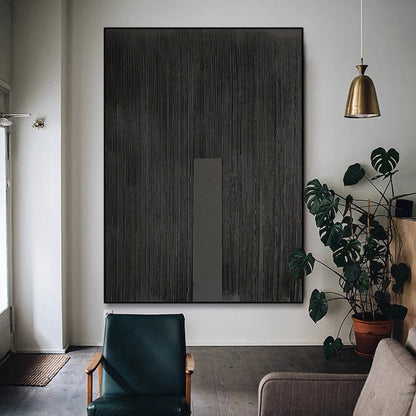 Elegant Black Minimalist Abstract Oil Painting for Modern Home Decor