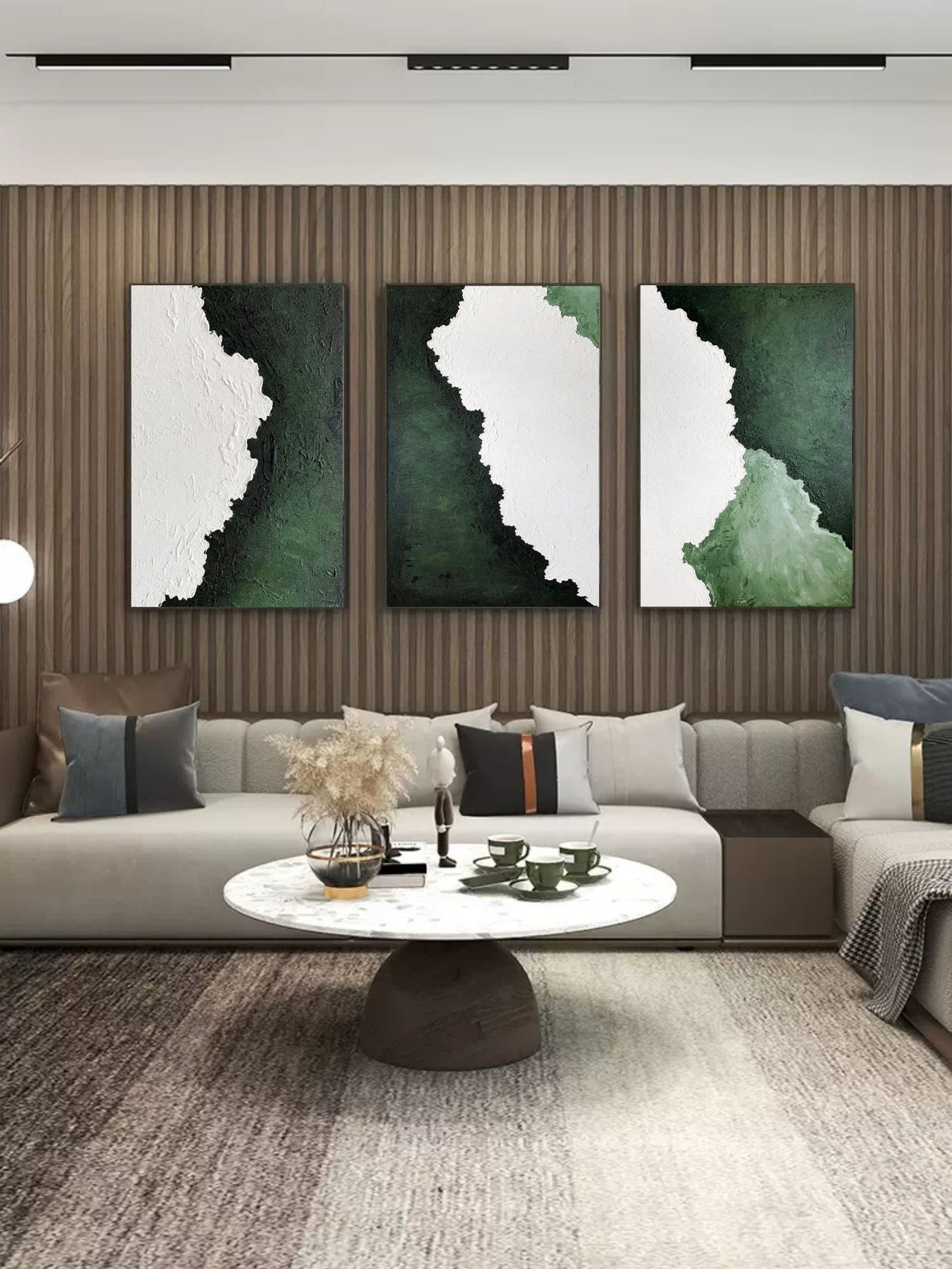 Tranquil Abstract Oil Painting Triptych for Modern Home Decor