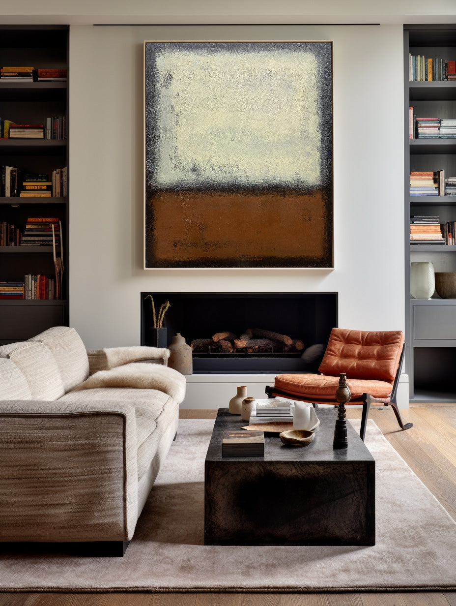 Modern Minimalist Oil Painting with Earthy Tones for Contemporary Decor