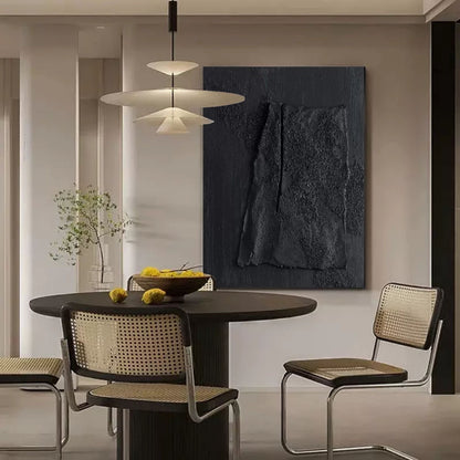 Textured Black Abstract Oil Painting for Modern Wall Decor