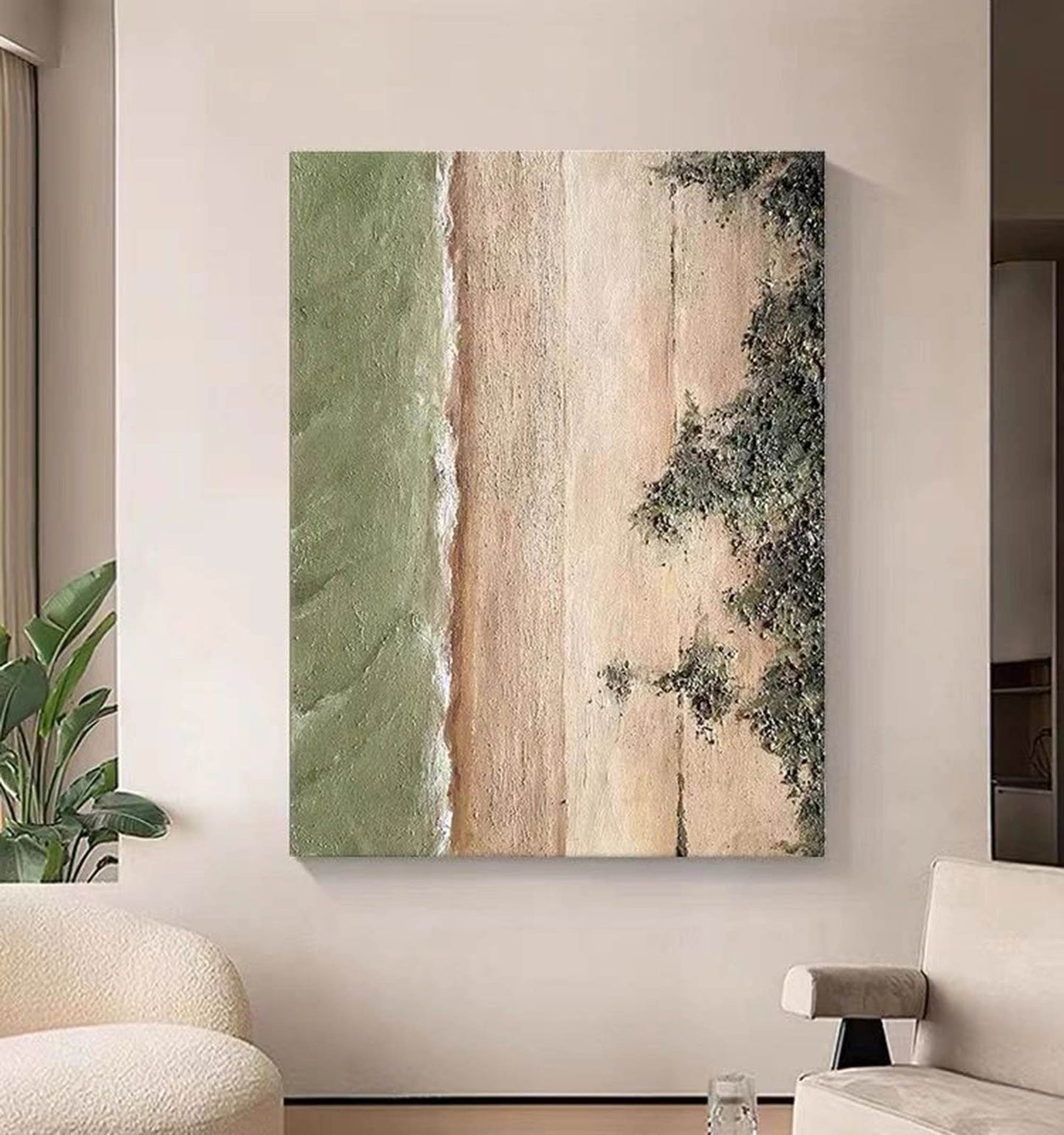 Serene Coastal Landscape Oil Painting for Modern Home Decor