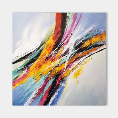 Vibrant Square Abstract Oil Painting for Modern Home Decor