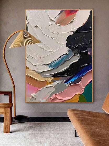 Vibrant Abstract Oil Painting with Dynamic Color Blends for Modern Interiors