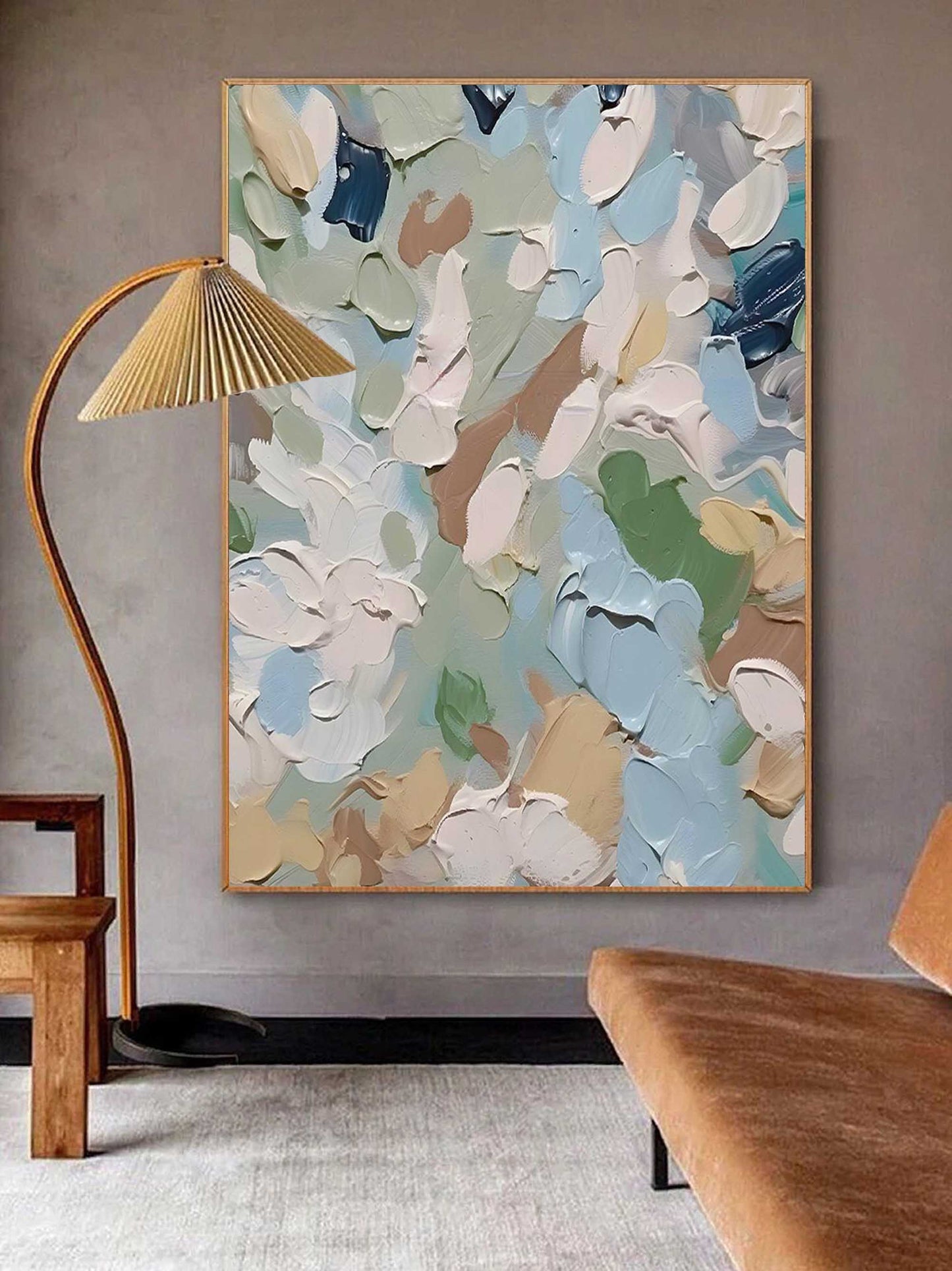 Serene Abstract Oil Painting in Soft Pastels for Modern Home Décor