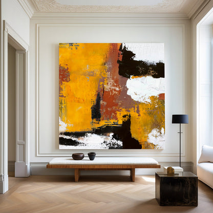 Vibrant Deep Orange Abstract Oil Painting for Modern Home Décor