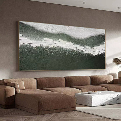 Aqua Serenity: Modern Blue and Green Abstract Oil Painting for Home Decor