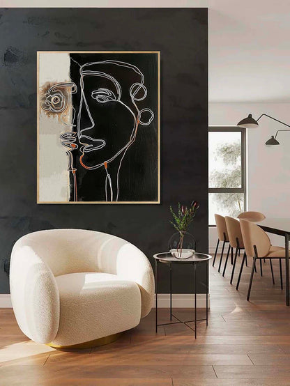Modern Minimalist Black and White Line Art for Contemporary Decor