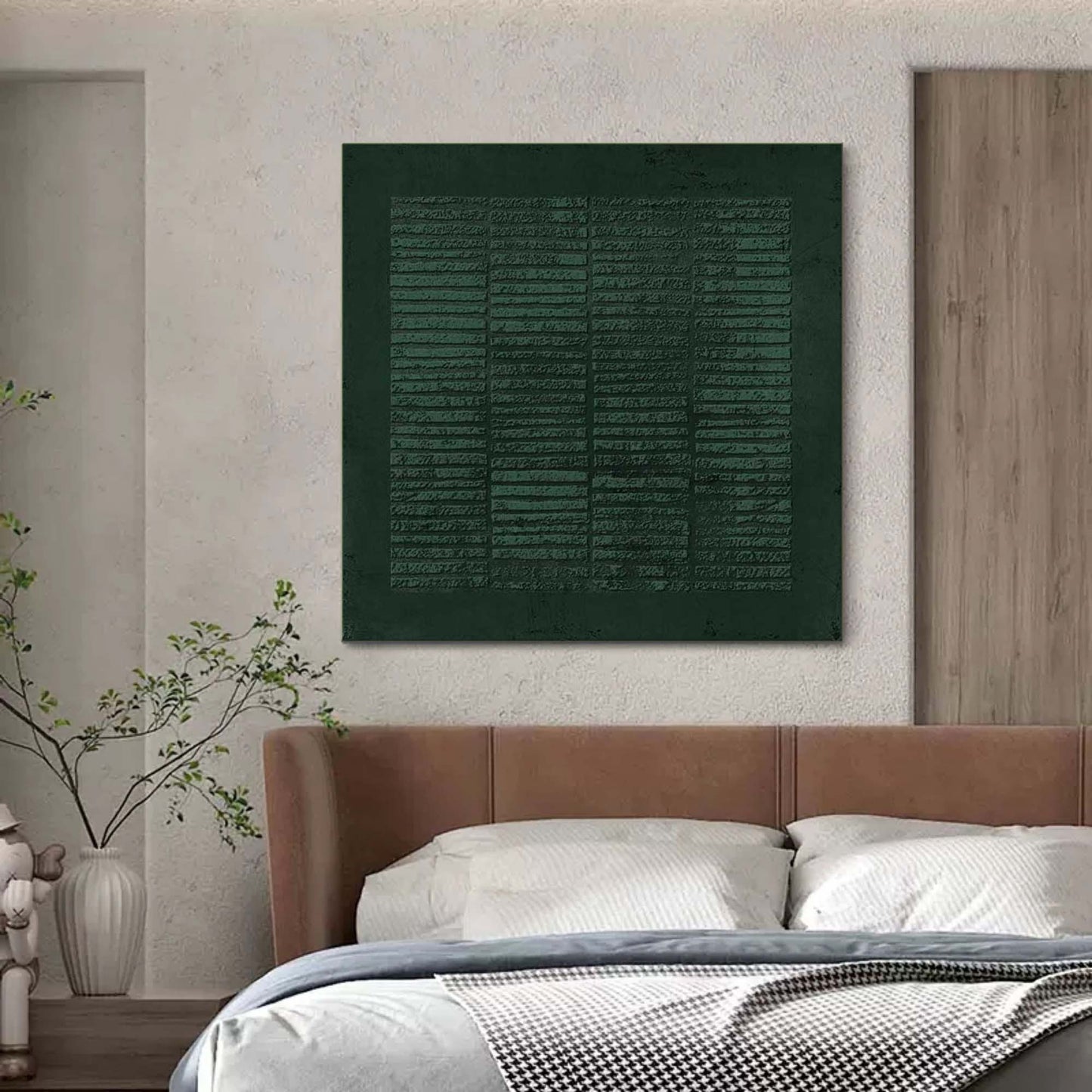 Abstract Green Oil Painting for Modern Home Decor - Wabi-Sabi Wall Art