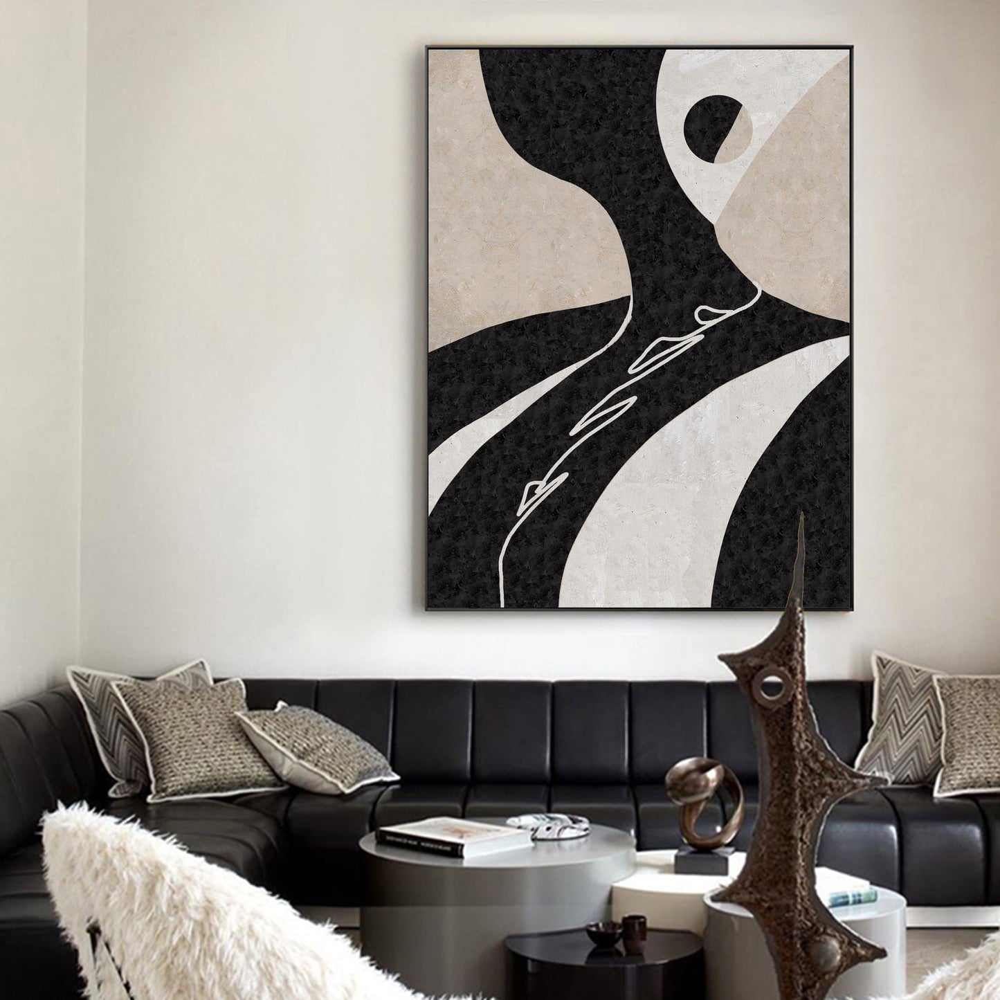 Abstract Minimalist Oil Painting for Modern Home Décor