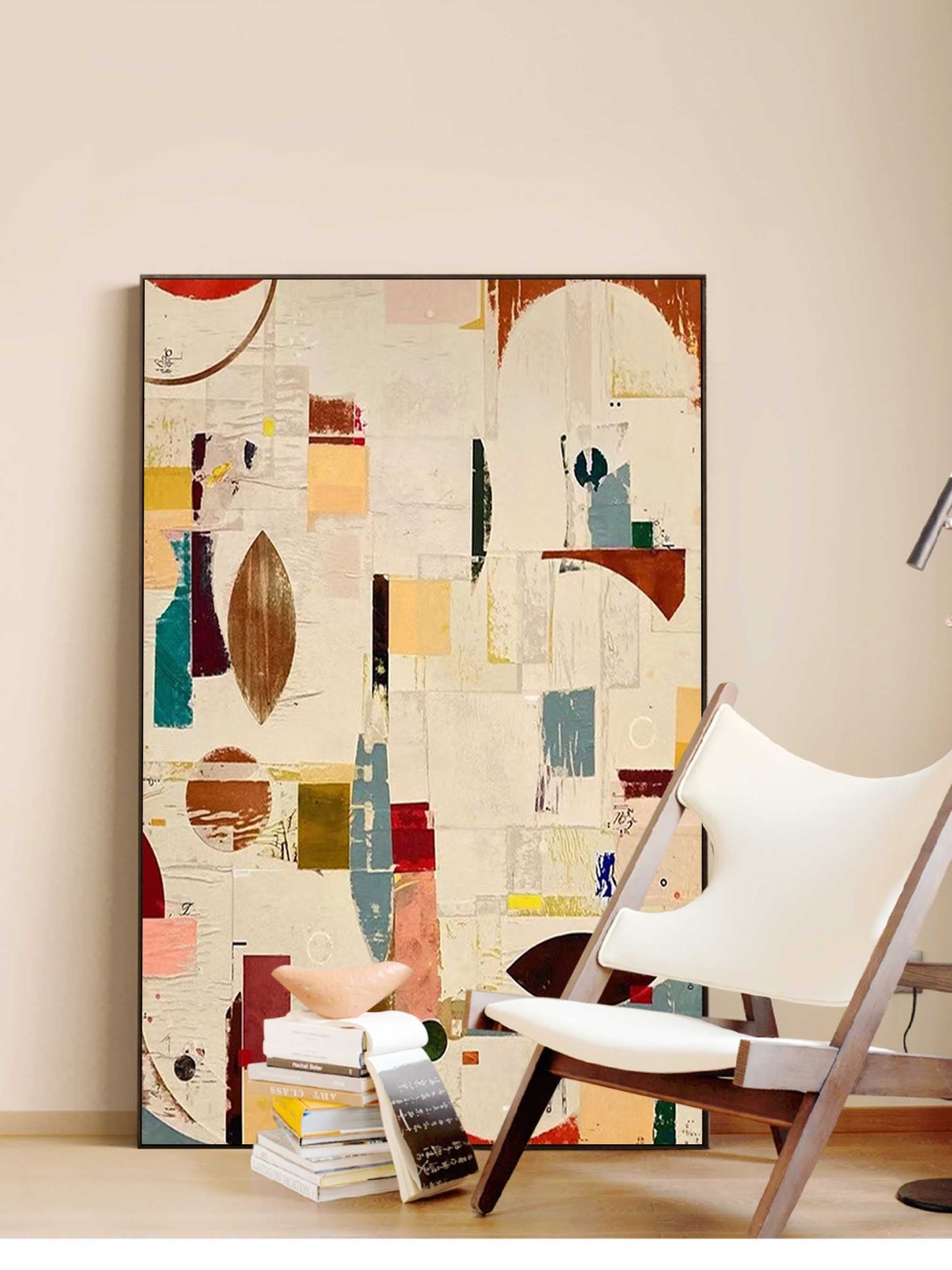 Modern Geometric Abstract Oil Painting for Contemporary Home Decor