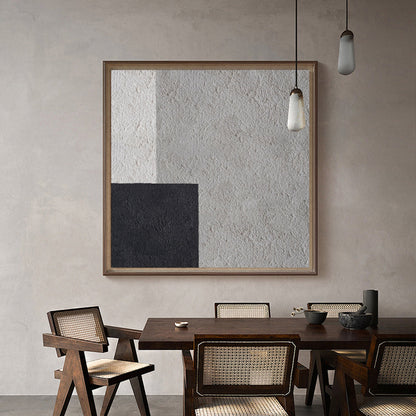 Modern Black and White Minimalist Oil Painting for Contemporary Home Decor