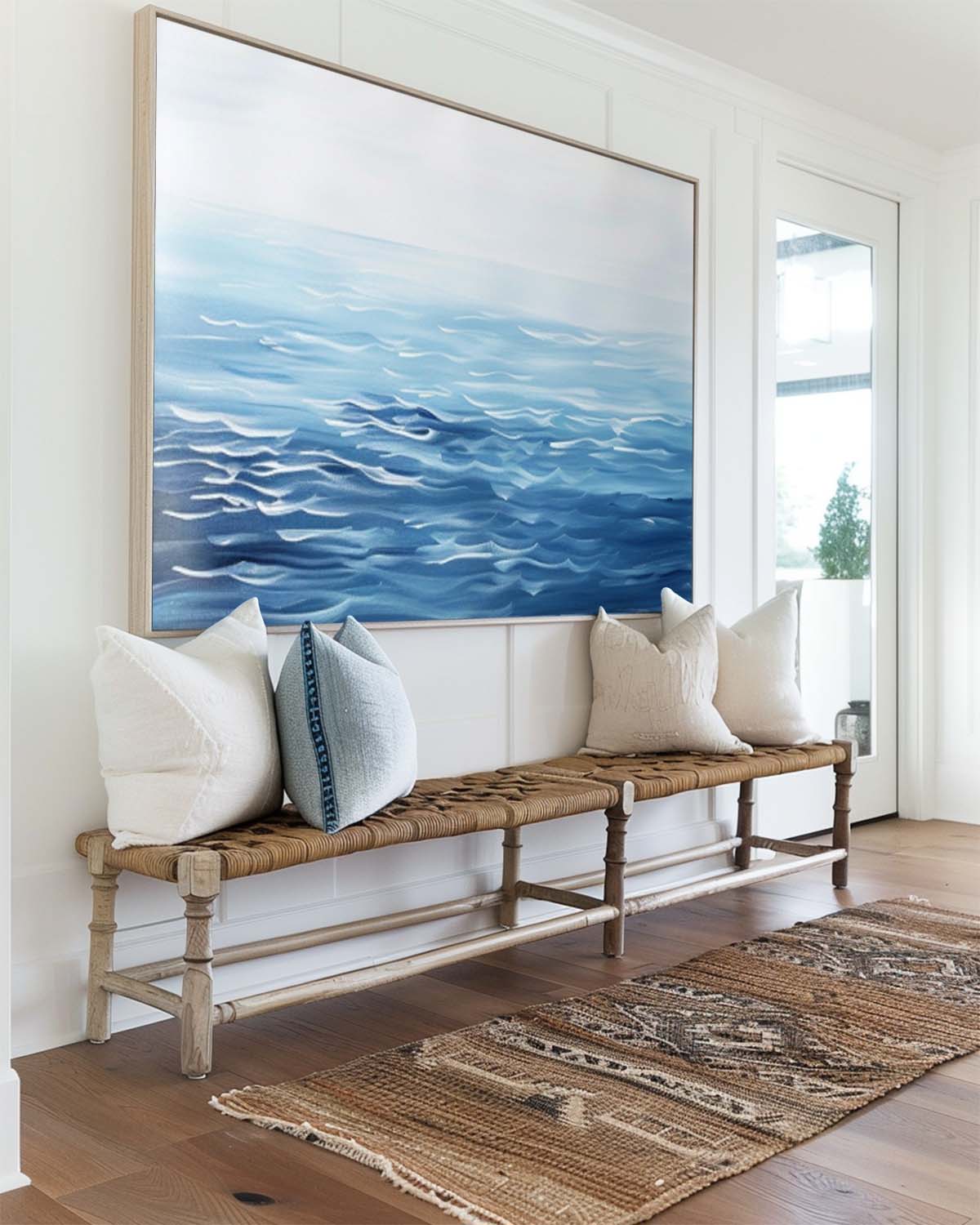Serene Ocean Waves Oil Painting for Tranquil Beachside Decor